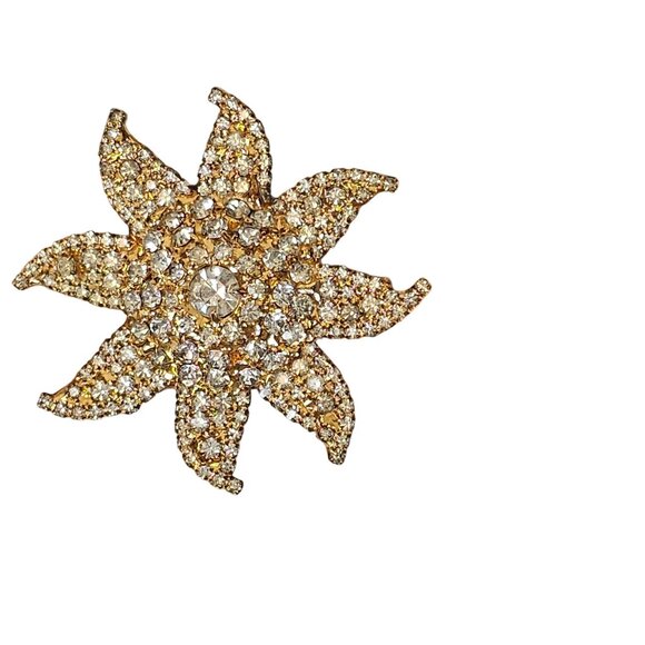 Dorothy Bauer Brooch 8Point Star Gold Tone Rhinestone Beachy Boho Chic Elegance - Picture 7 of 16
